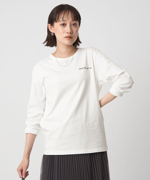 To b. by agnes b.（トゥービーバイアニエスベー）の「＜To b. by agnes b.コラボ＞ロゴ ロングスリーブ Tシャツ（Tシャツ/カットソー・レディース・ブラック/オフホワイト・FREE）」の4枚目の写真