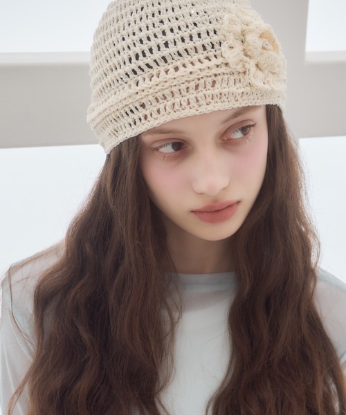 ニットローズビーニー/knit rose beanie（ニットキャップ/ビーニー