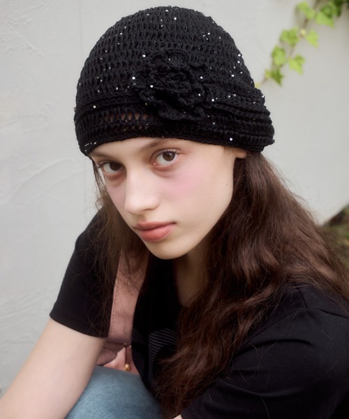 ニットローズビーニー/knit rose beanie（ニットキャップ/ビーニー