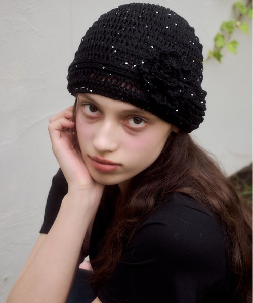 ニットローズビーニー/knit rose beanie（ニットキャップ/ビーニー