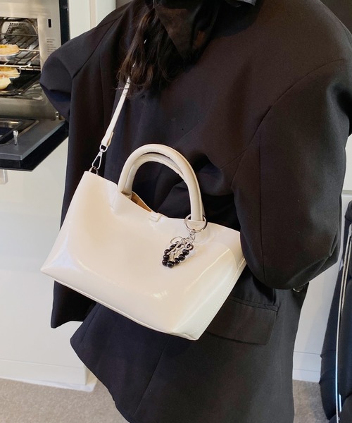 Lace Ladies(レースレディース)の「コンパクト スクエア 2WAY シンプル ショルダーバッグ(トートバッグ・レディース・ブラック/アイボリー/ベージュ/グリーン/ピンク・FREE)」の9枚目の写真