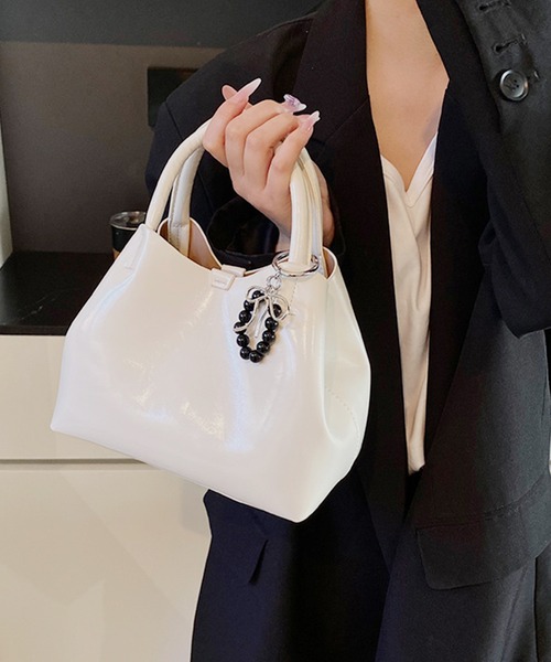 Lace Ladies(レースレディース)の「コンパクト スクエア 2WAY シンプル ショルダーバッグ(トートバッグ・レディース・ブラック/アイボリー/ベージュ/グリーン/ピンク・FREE)」の10枚目の写真