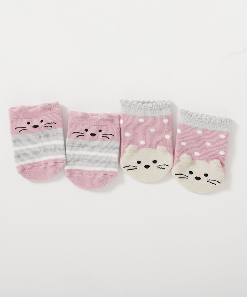 devirock(デビロック)の「2足セット ベビー立体ソックス(ベビーシューズ/ベビーソックス・キッズ・オレンジ系その他/ピンク系その他/ブラック系その他・XXS)」の3枚目の写真