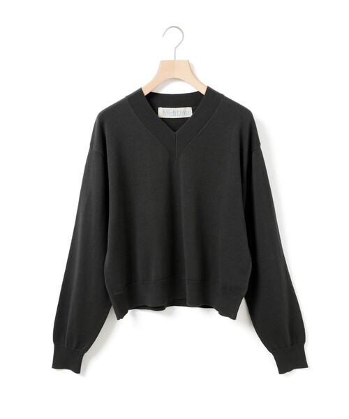 MidiUmi（ミディウミ）の「MidiUmi Vネックニットプルオーバー（ニット/セーター・レディース・チャコールグレー/レッド/グリーン/ブラック・FREE）」の2枚目の写真