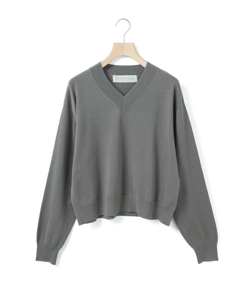 MidiUmi（ミディウミ）の「MidiUmi Vネックニットプルオーバー（ニット/セーター・レディース・チャコールグレー/レッド/グリーン/ブラック・FREE）」の5枚目の写真