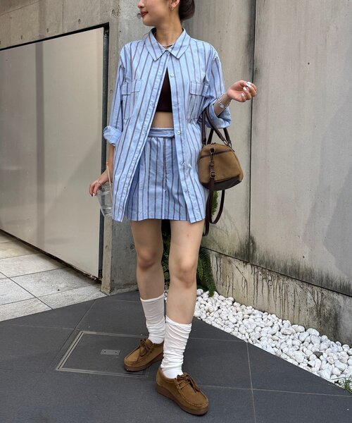 Kastane(カスタネ)の「【セットアップ対応】ストライプショートパンツ(その他パンツ・レディース・サックスブルー/アイボリー・FREE)」の5枚目の写真