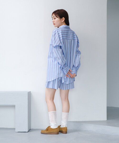 Kastane(カスタネ)の「【セットアップ対応】ストライプショートパンツ(その他パンツ・レディース・サックスブルー/アイボリー・FREE)」の11枚目の写真