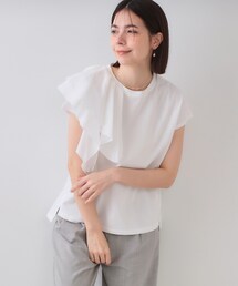 OPAQUE.CLIP（オペークドットクリップ）の「ショルダーフリルドッキングカットソー【洗濯機洗い可】（Tシャツ/カットソー）」