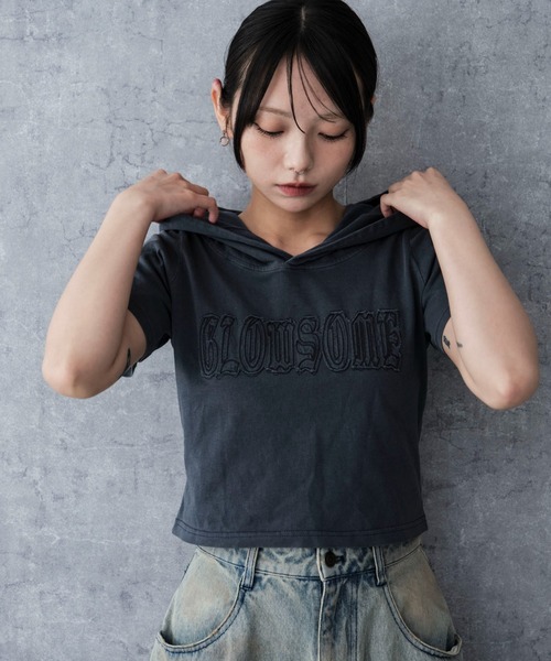 WEGO(ウィゴー)の「WEGO/ピグメントフードちびT(Tシャツ/カットソー・レディース・ネイビー/スミクロ・FREE)」の13枚目の写真