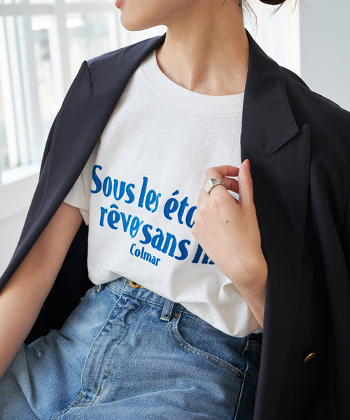 Spick & Span(スピックアンドスパン)の「《追加2》フロッキーロゴスラブTシャツ(Tシャツ/カットソー・レディース・イエロー/ホワイト・FREE)」の1枚目の写真