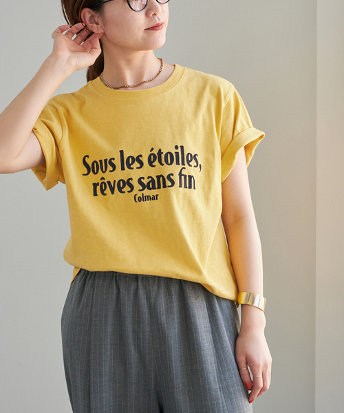 Spick & Span(スピックアンドスパン)の「《追加2》フロッキーロゴスラブTシャツ(Tシャツ/カットソー・レディース・イエロー/ホワイト・FREE)」の2枚目の写真