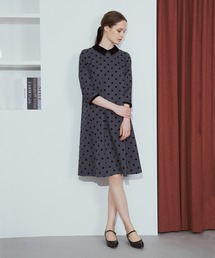 ちい　美品　ストロベリーフィールズ　モノクロスワンピース　ピンドット柄 ストロベリーフィールズ ドットワンピース