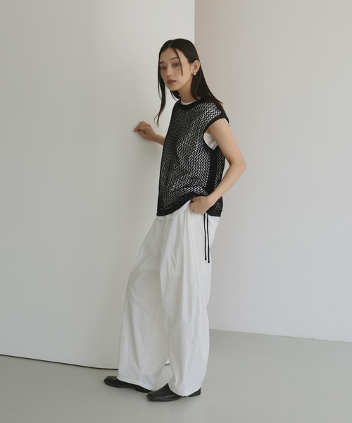 hellam（へラム）の「シャーリングメッシュタンク（タンクトップ・レディース・ブラウン/アイボリー/ブラック/グレー・FREE）」の3枚目の写真