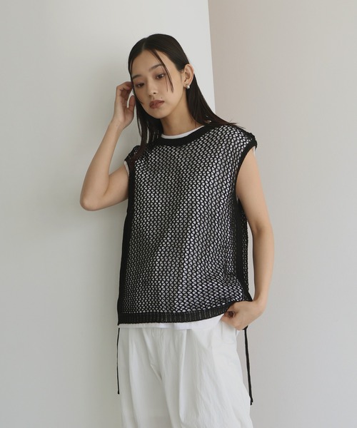 hellam（へラム）の「シャーリングメッシュタンク（タンクトップ・レディース・ブラウン/アイボリー/ブラック/グレー・FREE）」の21枚目の写真