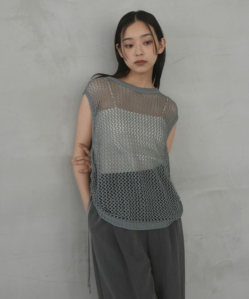 hellam（へラム）の「シャーリングメッシュタンク（タンクトップ・レディース・ブラウン/アイボリー/ブラック/グレー・FREE）」の12枚目の写真