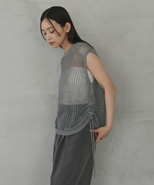 hellam（へラム）の「シャーリングメッシュタンク（タンクトップ・レディース・ブラウン/アイボリー/ブラック/グレー・FREE）」の13枚目の写真