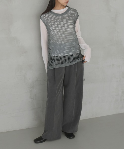 hellam（へラム）の「シャーリングメッシュタンク（タンクトップ・レディース・ブラウン/アイボリー/ブラック/グレー・FREE）」の6枚目の写真