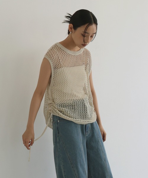 hellam（へラム）の「シャーリングメッシュタンク（タンクトップ・レディース・ブラウン/アイボリー/ブラック/グレー・FREE）」の15枚目の写真