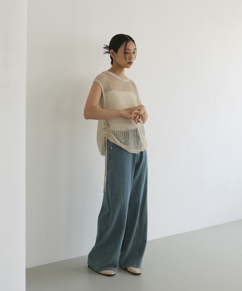 hellam（へラム）の「シャーリングメッシュタンク（タンクトップ・レディース・ブラウン/アイボリー/ブラック/グレー・FREE）」の16枚目の写真