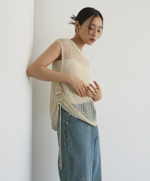 hellam（へラム）の「シャーリングメッシュタンク（タンクトップ・レディース・ブラウン/アイボリー/ブラック/グレー・FREE）」の17枚目の写真