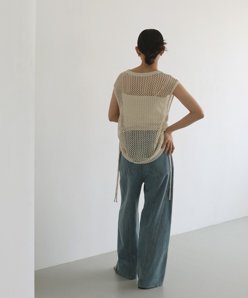 hellam（へラム）の「シャーリングメッシュタンク（タンクトップ・レディース・ブラウン/アイボリー/ブラック/グレー・FREE）」の18枚目の写真