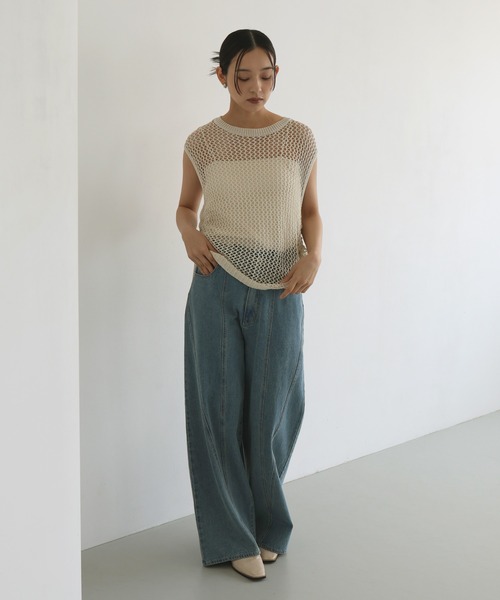 hellam（へラム）の「シャーリングメッシュタンク（タンクトップ・レディース・ブラウン/アイボリー/ブラック/グレー・FREE）」の19枚目の写真