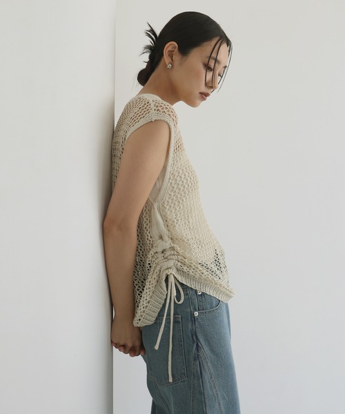 hellam（へラム）の「シャーリングメッシュタンク（タンクトップ・レディース・ブラウン/アイボリー/ブラック/グレー・FREE）」の11枚目の写真