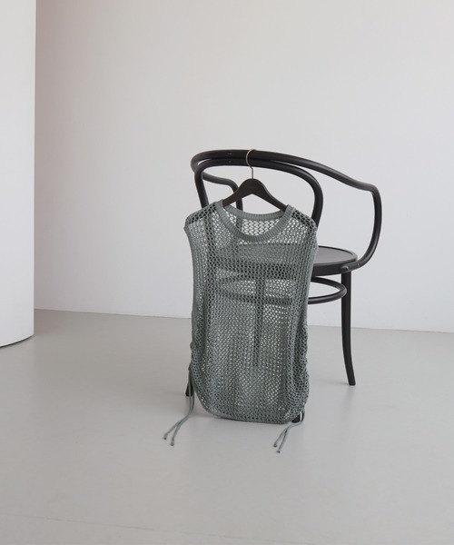 hellam（へラム）の「シャーリングメッシュタンク（タンクトップ・レディース・ブラウン/アイボリー/ブラック/グレー・FREE）」の8枚目の写真