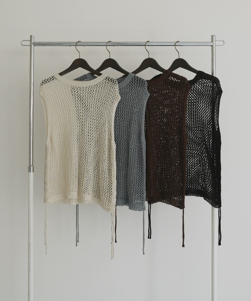 hellam（へラム）の「シャーリングメッシュタンク（タンクトップ・レディース・ブラウン/アイボリー/ブラック/グレー・FREE）」の9枚目の写真