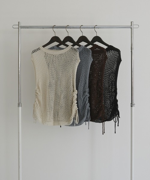 hellam（へラム）の「シャーリングメッシュタンク（タンクトップ・レディース・ブラウン/アイボリー/ブラック/グレー・FREE）」の10枚目の写真