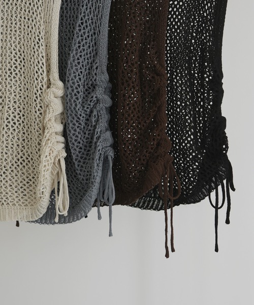 hellam（へラム）の「シャーリングメッシュタンク（タンクトップ・レディース・ブラウン/アイボリー/ブラック/グレー・FREE）」の5枚目の写真