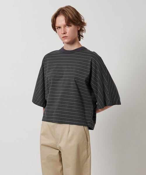 LOEFF（ロエフ）の「＜LOEFF＞マルチボーダー ドルマンスリーブ カットソー（Tシャツ/カットソー・レディース・ダークグレー/ベージュ・FREE）」の3枚目の写真