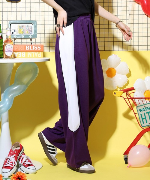 NERDY（ノルディ）の「ライントラックパンツ（スウェットパンツ・レディース・パープル/ブラック/ブルー・M/L/S）」の11枚目の写真