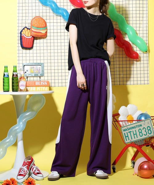NERDY（ノルディ）の「ライントラックパンツ（スウェットパンツ・レディース・パープル/ブラック/ブルー・M/L/S）」の13枚目の写真