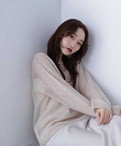 NATURAL BEAUTY BASIC(ナチュラルビューティーベーシック)の「◇モヘヤブレンドニット(ニット/セーター・レディース・グレー/パープル/ベージュ・FREE)」の1枚目の写真