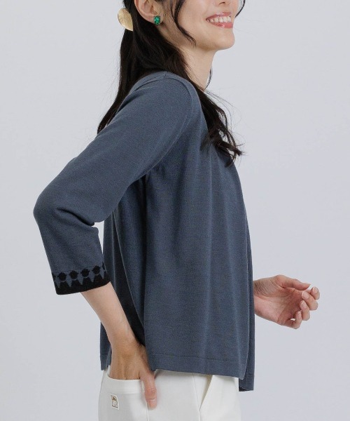 STUDIO PICONE(スタジオピッコーネ)の「ウール100%アンサンブル風2WAYニット(ニット/セーター・レディース・オレンジ/ブルー/グレー/ライトオレンジ系・M/L)」の15枚目の写真