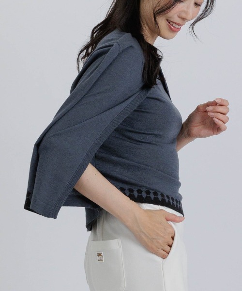 STUDIO PICONE(スタジオピッコーネ)の「ウール100%アンサンブル風2WAYニット(ニット/セーター・レディース・オレンジ/ブルー/グレー/ライトオレンジ系・M/L)」の20枚目の写真