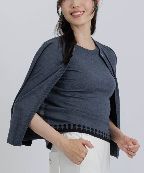 STUDIO PICONE(スタジオピッコーネ)の「ウール100%アンサンブル風2WAYニット(ニット/セーター・レディース・オレンジ/ブルー/グレー/ライトオレンジ系・M/L)」の21枚目の写真
