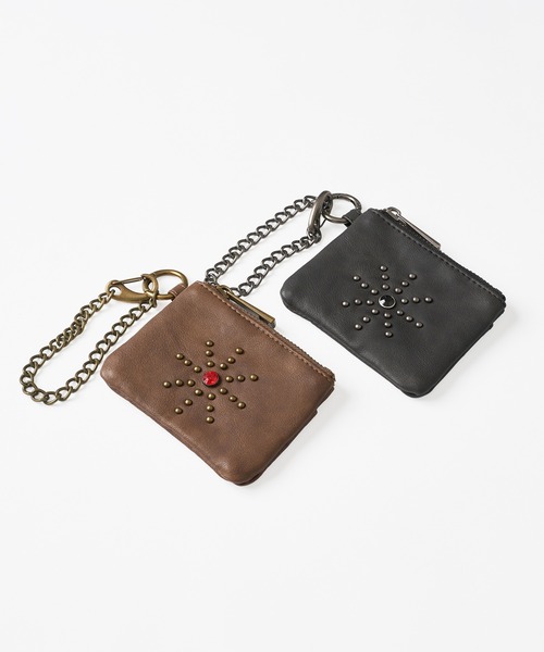 WISH FOR EVER（ウィッシュフォーエバー）の「STUDS DESIGN COIN CASE / スタッズデザインコインケース（コインケース・メンズ・ブラウン/ブラック・FREE）」の6枚目の写真