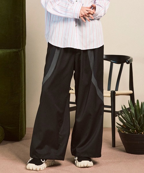 UNISEX》Wool Mixed Prime-Wide Track Pants/ウールミックス