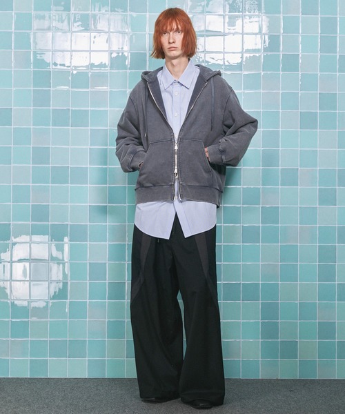 MAISON SPECIAL(メゾンスペシャル)の「《UNISEX》Wool Mixed Prime-Wide Track Pants/ウールミックスプライムワイドトラックパンツ【MAISON SPECIAL/メゾンスペシャル】(その他パンツ・メンズ・ネイビー/ブラック・0/1)」の15枚目の写真