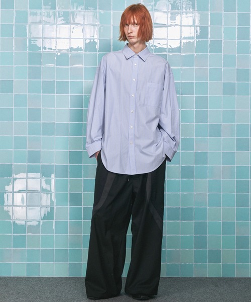 MAISON SPECIAL(メゾンスペシャル)の「《UNISEX》Wool Mixed Prime-Wide Track Pants/ウールミックスプライムワイドトラックパンツ【MAISON SPECIAL/メゾンスペシャル】(その他パンツ・メンズ・ネイビー/ブラック・0/1)」の16枚目の写真
