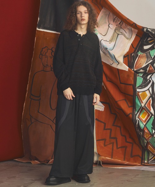 MAISON SPECIAL(メゾンスペシャル)の「《UNISEX》Wool Mixed Prime-Wide Track Pants/ウールミックスプライムワイドトラックパンツ【MAISON SPECIAL/メゾンスペシャル】(その他パンツ・メンズ・ネイビー/ブラック・0/1)」の15枚目の写真