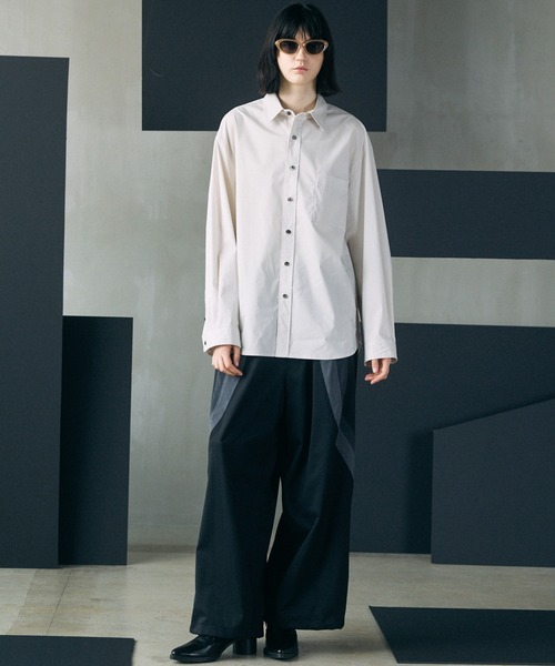 MAISON SPECIAL(メゾンスペシャル)の「《UNISEX》Wool Mixed Prime-Wide Track Pants/ウールミックスプライムワイドトラックパンツ【MAISON SPECIAL/メゾンスペシャル】(その他パンツ・メンズ・ネイビー/ブラック・0/1)」の13枚目の写真
