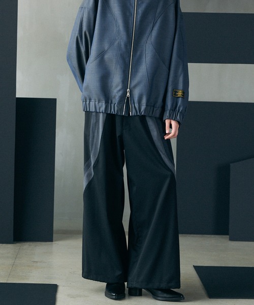 MAISON SPECIAL(メゾンスペシャル)の「《UNISEX》Wool Mixed Prime-Wide Track Pants/ウールミックスプライムワイドトラックパンツ【MAISON SPECIAL/メゾンスペシャル】(その他パンツ・メンズ・ネイビー/ブラック・0/1)」の18枚目の写真