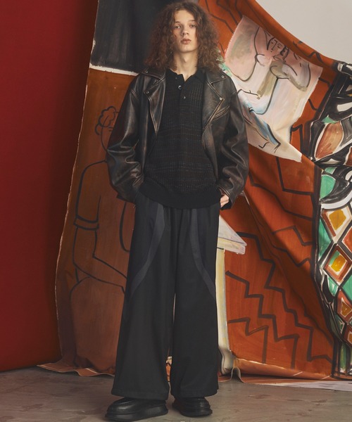 MAISON SPECIAL(メゾンスペシャル)の「《UNISEX》Wool Mixed Prime-Wide Track Pants/ウールミックスプライムワイドトラックパンツ【MAISON SPECIAL/メゾンスペシャル】(その他パンツ・メンズ・ネイビー/ブラック・0/1)」の16枚目の写真