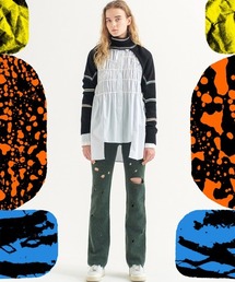 スドーク　ニットパンツ パンツ soduk/スドーク/colored stitch slit knit trousers