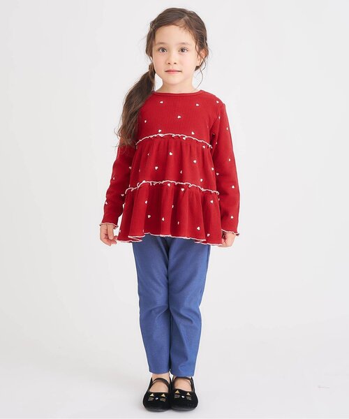 apres les cours（アプレレクール）の「【新色追加/WEB限定】ワッフルティアードTシャツ_ジュニア対応（Tシャツ/カットソー・キッズ・アイボリー/サックスブルー/レッド/ブラック/ピンク/ミント/ブルー・80/90/100/110/120/130/140）」の13枚目の写真