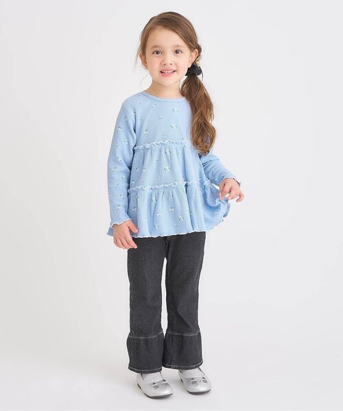 apres les cours（アプレレクール）の「【新色追加/WEB限定】ワッフルティアードTシャツ_ジュニア対応（Tシャツ/カットソー・キッズ・アイボリー/サックスブルー/レッド/ブラック/ピンク/ミント/ブルー・80/90/100/110/120/130/140）」の15枚目の写真