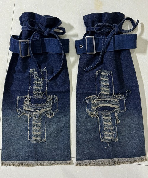 lilful(リルフル)の「Y2K バックル付き デニムレッグウォーマー ダメージ加工 裾フリンジ(レッグウォーマー・レディース・その他3/その他2/その他1/その他4・F)」の20枚目の写真